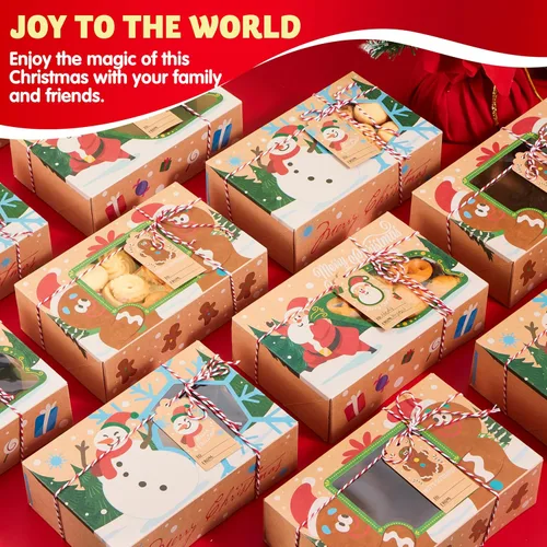 Vista 7 de JOYIN 24 cajas para hornear de regalo de galletas de Navidad de 8.75 x 5.75 x 2.75 pulgadas con ventana emergente automática, cajas de regalo