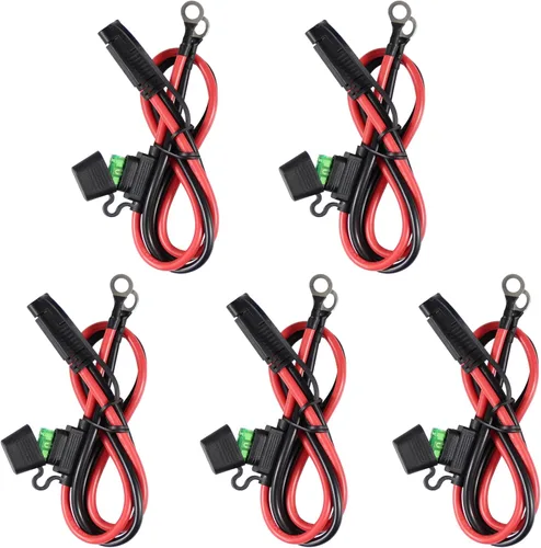 Vista 10 de Arnés de terminal de anillo SAE a O de 2 pies 10AWG – Arnés de terminal de junta tórica de ojal calibre 10 con fusible de 30A, cable de cargador