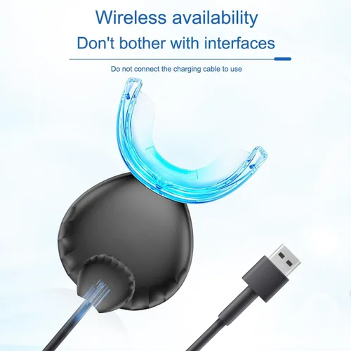 Vista 6 de Luz de blanqueamiento de dientes, 32 luces LED roja y azul, sistema inteligente de blanqueamiento de dientes, acelerador de luces LED azules con USB