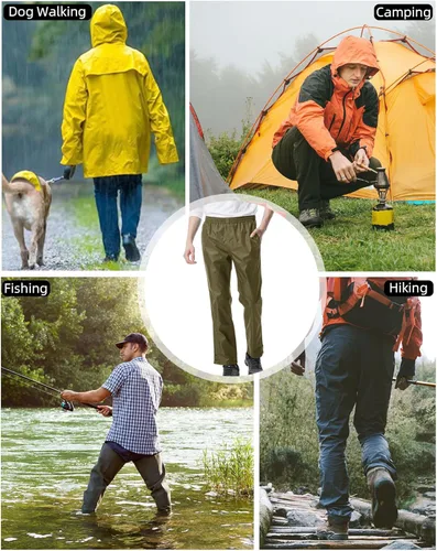 Vista 7 de iCreek Men's Rain Pants Waterproof Over Pants Windproof Lightweight Hiking Pants Work Rain Outdoor for Golf, Fishing