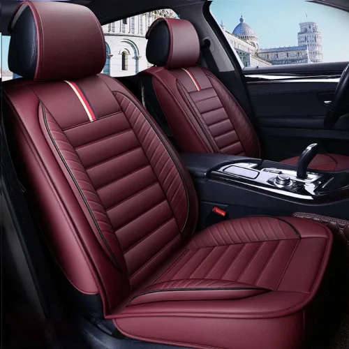Vista 3 de Fundas de asiento de automóvil de piel sintética compatibles con A1, transpirables e impermeables, juego completo de 5 asientos delanteros