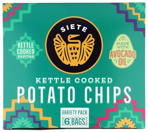 Vista 4 de SIETE FAMILY FOODS Kettle Cooked Potato Chips Variety Pack 6pk, 9 OZ