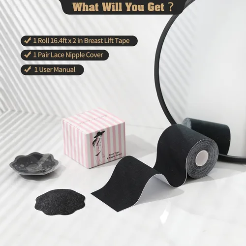 Vista 6 de Okela Cinta de levantamiento de senos, cinta de Bob a prueba de sudor, cinta corporal para todos los senos, cinta de levantamiento instantáneo