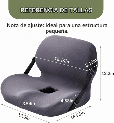 Vista 2 de EGOHOME Cojín de asiento en forma de L para silla de oficina y coche, cojín de coxis de espuma viscoelástica con soporte lumbar - Alivia el dolor