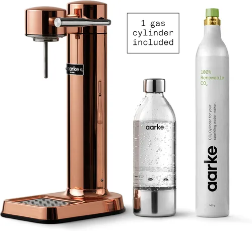 Vista 2 de Aarke Carbonator lll con cilindro de CO2, máquina de agua con gas y carbonatación, acero inoxidable con botella reutilizable PET sin BPA, volumen