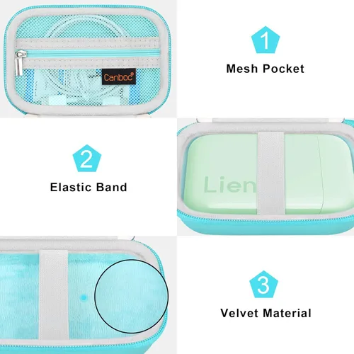 Vista 5 de Canboc Estuche rígido para impresora fotográfica Liene de 2 x 3 pulgadas, mini caja de impresora instantánea instantánea instantánea, bolsa de malla