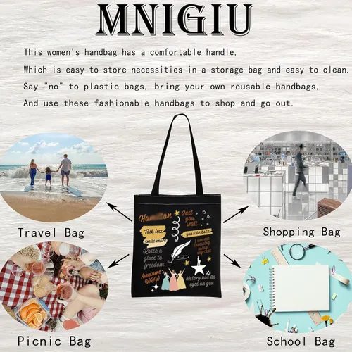 Vista 6 de MNIGIU Bolsa de regalo de teatro musical de Broadway para fanáticos Negro
