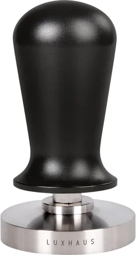 LuxHaus Manipulación de café expreso – Tamper calibrado de 1.929 in para máquina de café expreso con base de acero inoxidable 100% plana con resorte