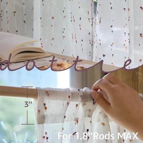 Vista 7 de jinchan Cortinas de cenefa para ventanas de 16 pulgadas, coloridos mini pompones, cenefa de cocina de granja, cenefa de gasa semitransparente