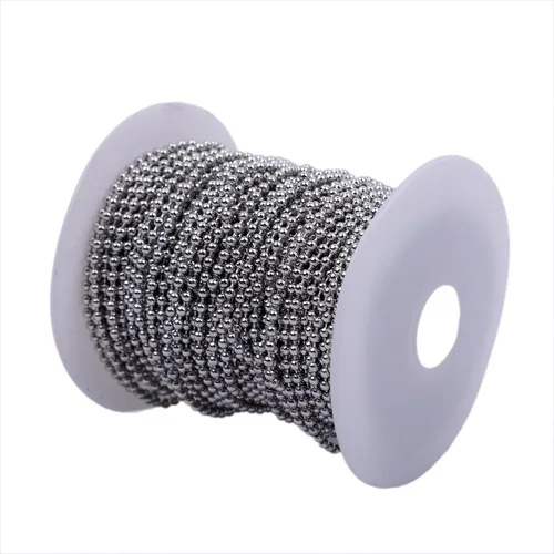 Vista 4 de HFS (R) - Bobina de cadena de bolas de acero inoxidable 304 con 100 cierres para proyectos de bricolaje de 100 pies 3/32 pulgadas de diámetro