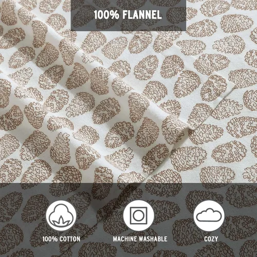 Vista 6 de Eddie Bauer - Juego de sábanas de tamaño King, de franela de algodón, cepillado para mayor suavidad, acogedora decoración para el hogar