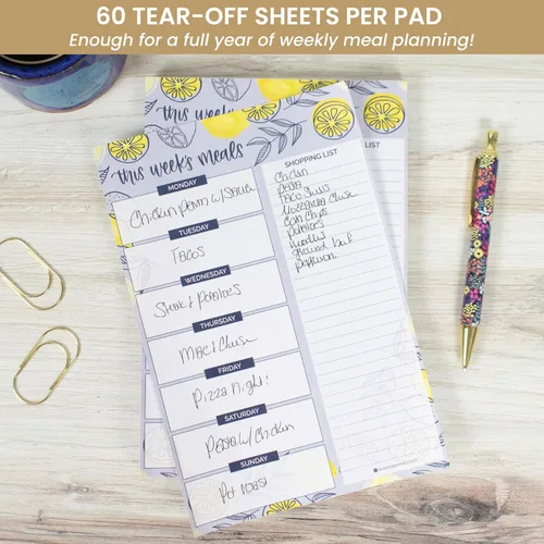 Vista 3 de bloom daily planners - Bloc de notas semanal para planificar las comidas con imanes para el refrigerador, incluye una «Lista de compras