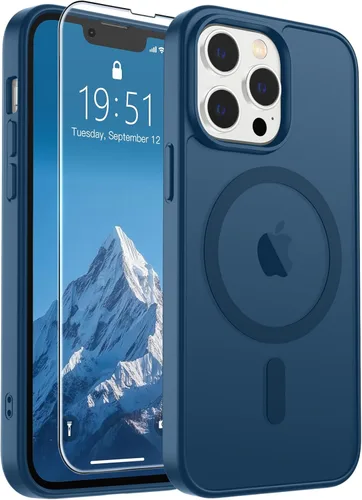 Vista 120 de SUPFINE - Funda magnética para iPhone 14 Pro Max (compatible con MagSafe), (protección contra caídas de grado militar de 10 pies), delgada, Negro