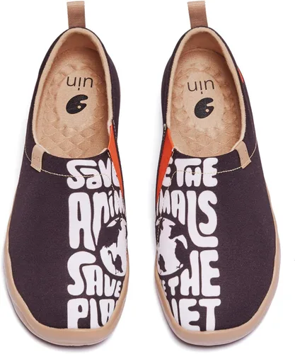 Vista 82 de UIN Zapatos de viaje para caminar para hombre, sin cordones, de lona, informales, ligeros, cómodos y modernos, diseño de perritos felices Ahhhhh