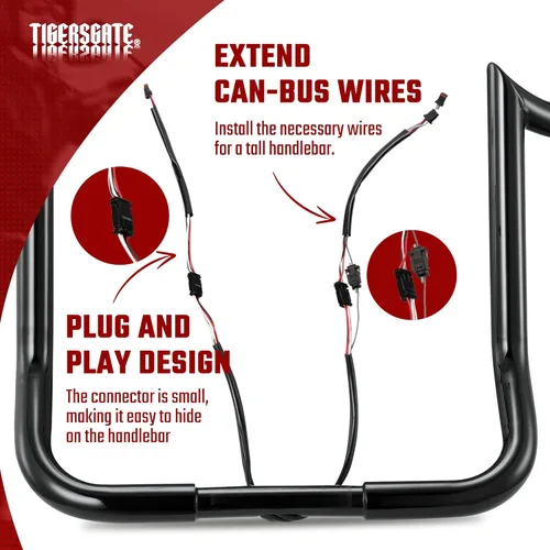Vista 4 de Arnés de extensión de cableado de manubrio de 8 pulgadas con cable de circuito CAN para Harley Softails, Dynas, Touring y Sportsters