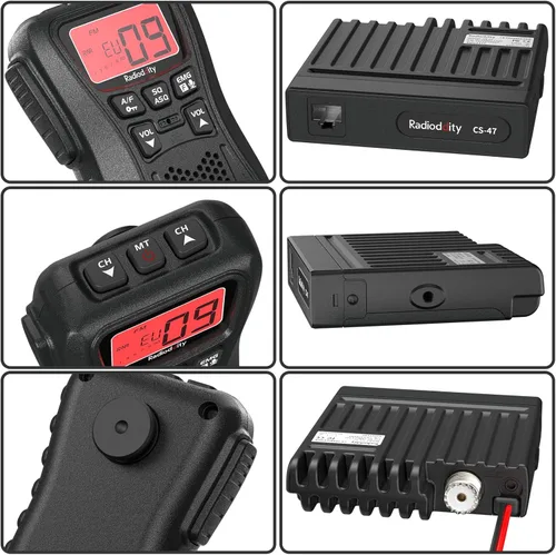 Vista 7 de Radioddity CS-47 Radio CB pequeña, AM/FM, 40 canales, microhone de una mano con reducción de ruido de altavoz, gran pantalla LCD retroiluminada de 7