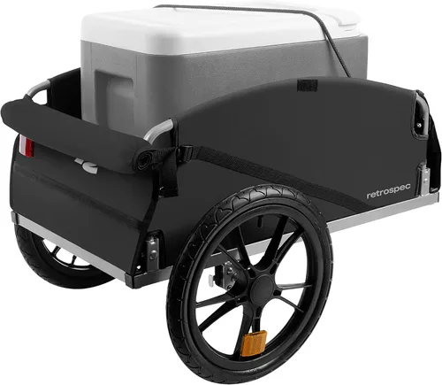 Vista 7 de Retrospec Rover Hauler - Remolque de carga para bicicleta, marco plegable con tela resistente a la intemperie y capacidad de 80 libras, remolque