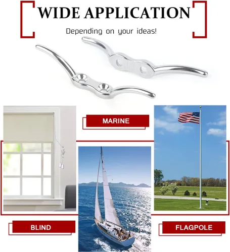 Vista 6 de Atibin Tacos de muelle de acero inoxidable para kayak, bote, amarre marino, cuerda pesada, base de tacos