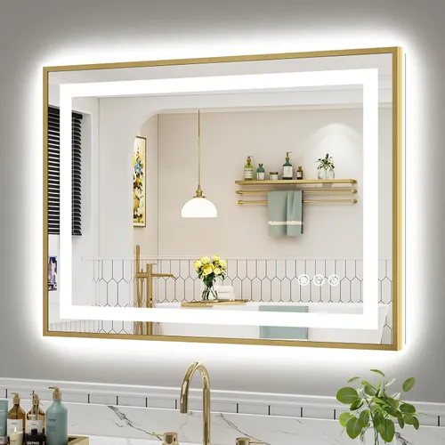 Vista 46 de Briivue Espejo de baño LED de 20 x 28 pulgadas con luces, retroiluminado y frontal iluminado, espejo de tocador de baño con luz antiniebla