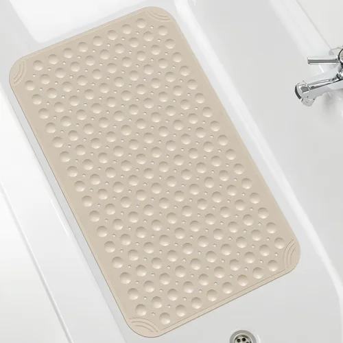 OTHWAY Tapete antideslizante para bañera, 31 x 19 pulgadas, tapete de baño TPE para bañera con orificios de drenaje y ventosas, tapetes