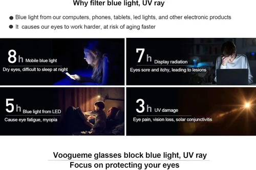 Vista 5 de Vooglam Annabelle VFM0176 - Lentes de bloqueo de luz azul con ojo de gato, L