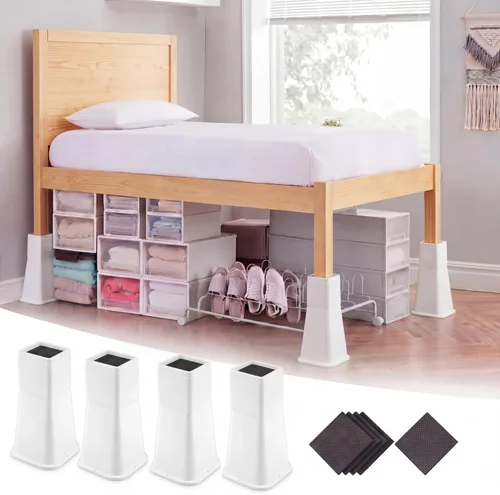 Vista 12 de Novabright 4 Pack 6 Inch College Dorm Bed Risers Heavy Duty Extra Plastic Furniture Risers Stackable Furniture Riser for College Dorm Under Bed