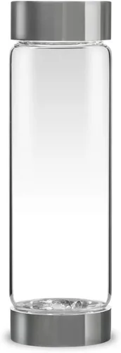 Vista 21 de VitaJuwel ViA ADORE - Botella de agua de cristal con piedra lunar, cuarzo rosa y cuarzo transparente para amor propio, compasión y crecimiento