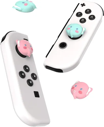 Vista 5 de PlayVital Tapas de palanca de mando para Nintendo Switch, tapas de pulgar para Switch Lite, cubierta analógica para Switch OLED Joycon - Tapas