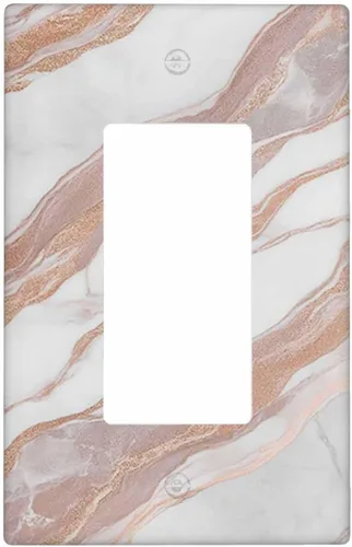 Vista 113 de Moslion Placa de pared basculante de mármol gris y marrón de 1 cuadrilla, arte de granito fluido, onda fluida, salida única, interruptor de luz