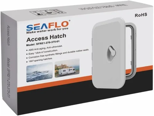 Vista 6 de SEAFLO Escotilla de acceso rectangular para cubierta de barco marino - Blanco/Negro, con cerradura y llave/Regular