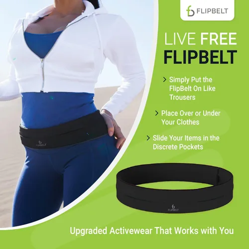 Vista 4 de FlipBelt - Cinturón de correr clásico, riñonera para correr unisex, empresa de EE. UU