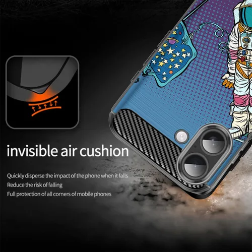 Vista 3 de CasesOnDeck Case Compatible with [Apple iPhone 17 / iPhone 17 Case] Pictorial Patterned TPU Design Case Flexible Slim and Elegant (Astronaut)