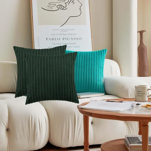 Vista 108 de UGASA - Juego de 2 fundas de almohada de terciopelo a rayas, funda decorativa para cojín con cremallera oculta para el hogar, sofá, dormitorio