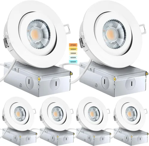 Vista 11 de KnLnny - Luces LED empotrables de 4 pulgadas, iluminación empotrada de 9 W, 750 lúmenes, luz de techo empotrada regulable con caja de conexiones