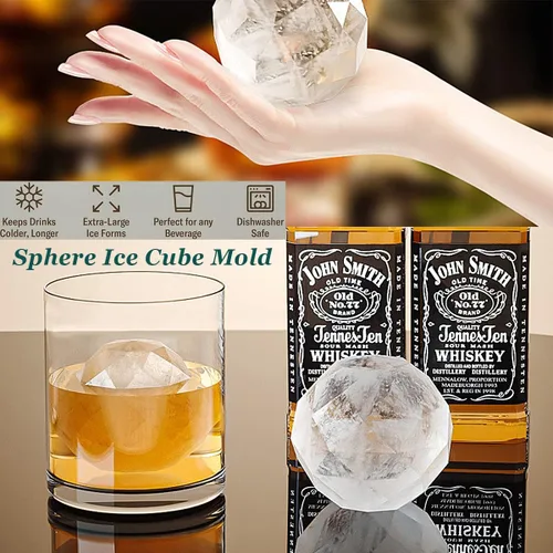 Vista 4 de Kenond Molde para hacer bolas de hielo, molde redondo grande para cubitos de hielo de 2 pulgadas para whisky, cócteles y bourbon, paquete de 3