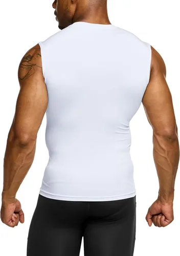 Vista 2 de TSLA Camisetas de entrenamiento sin mangas para hombre, camisetas de compresión de secado rápido para correr, camisetas sin mangas de entrenamiento