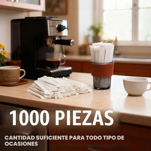 Vista 5 de 1000 agitadores de café envueltos individualmente de madera, palitos de madera desechables de 5.5 pulgadas para café, cóctel y bebidas calientes