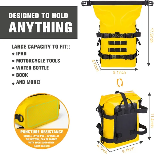 Vista 3 de WILD HEART Bolsa seca impermeable para motocicleta, bolsa de barra de choque, bolsa de motocicleta utilizada como equipaje de motocicleta, barra