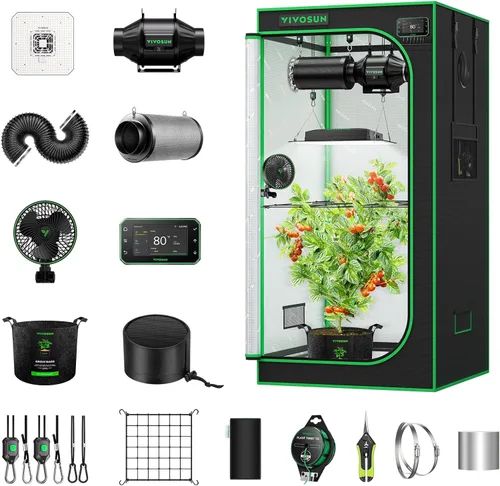 Vista 11 de VIVOSUN Smart Pro - Kit de tienda de cultivo de 2 x 2 pies, 1 planta, control automático integrado con WiFi con GrowHub E42A+, luz LED
