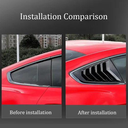 Vista 2 de Persianas laterales de ABS para ventana trasera de aire, para Ford Mustang 2015, 2016, 2017, 2018, 2019, 2020, 2021, 2022 (negro brillante)