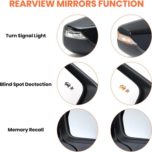 Vista 3 de Espejo de Visión Lateral del Conductor Compatible con Chevy Malibu 2016 2017 2018 2019 2020 2021 2022, Espejos con Detección de Punto Ciego