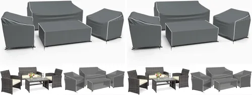 Vista 10 de Gasadar Funda Impermeable para Muebles de Exterior, Fundas de Juego de Muebles de Patio para Sofá Biplaza, Silla y Mesa de Centro, 600D Resistente