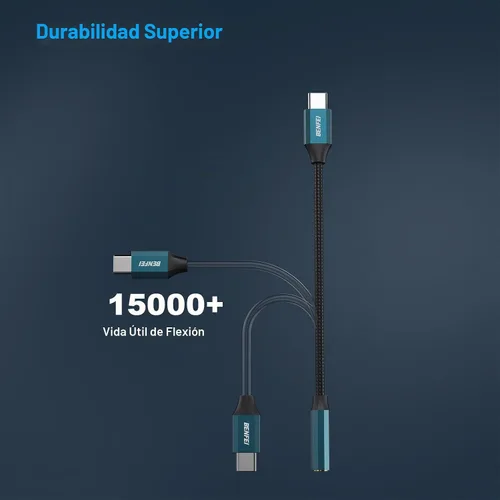 Vista 4 de BENFEI Adaptador USB C a conector de audio con chipset DAC, USB-C a auriculares hembra de 0.138 in compatible con iPhone 15 Pro Max/15 Pro/15 Azul