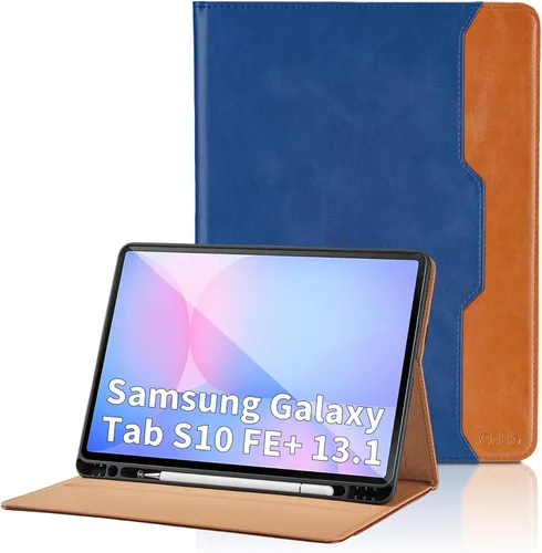 Vista 82 de Funda para Samsung Galaxy Tab A7 de 10,4 pulgadas 2020 (SM-T500/T505/T507) - Funda de piel sintética con función atril y bolsillo, función de Azul