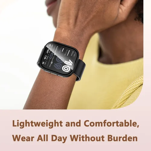 Vista 7 de EWUONU Paquete de 2 fundas compatibles con Amazfit Bip 6, protector de pantalla de vidrio templado con cubierta de policarbonato duro, a prueba