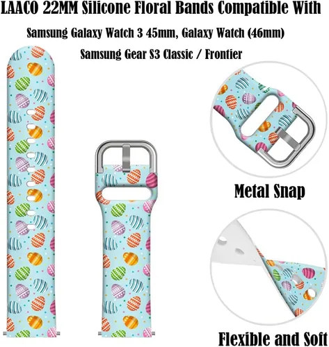 Vista 2 de 20mm Easter Floral Silicone Bands Replacement Sport Strap Compatible for Samsung Galaxy Watch 3 41mm/ Samsung Active 2 40mm 44mm/ Active/Galaxy