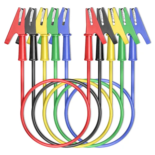 Goupchn Clips de cocodrilo de doble extremo para cables de prueba eléctrica con clips de cobre flexibles de envoltura completa 5 piezas para pruebas