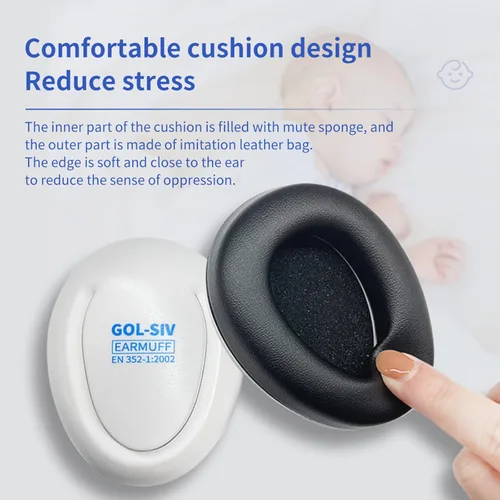 Vista 4 de SHENG LI Protección auditiva para bebés, auriculares con cancelación de ruido para bebés y niños pequeños de 3 a 24 meses, orejeras de protección