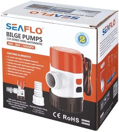 Vista 4 de SEAFLO Serie 13A 2000 GPH 12V BOMBA DE BILGE NO AUTOMÁTICA