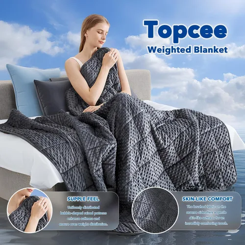 Vista 29 de Topcee - Manta con peso (3 libras, 36 x 48 pulgadas), refrescante, para dormir, perfecta para 20 a 40 libras, manta transpirable de tamaño de manta